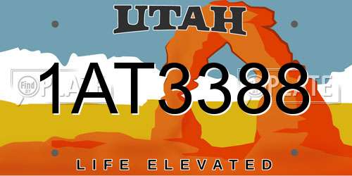 1AT3388 Utah License Plate