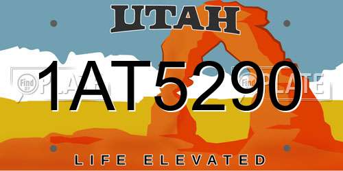1AT5290 Utah License Plate