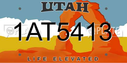 1AT5413 Utah License Plate