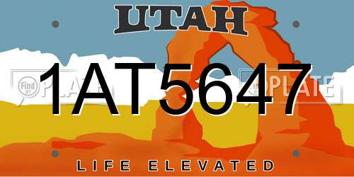 1AT5647 Utah License Plate