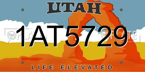 1AT5729 Utah License Plate