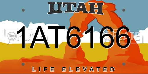 1AT6166 Utah License Plate