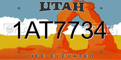 1AT7734 Utah License Plate
