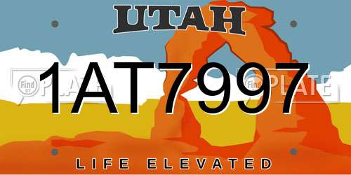1AT7997 Utah License Plate