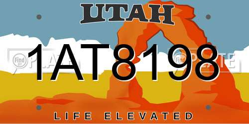1AT8198 Utah License Plate