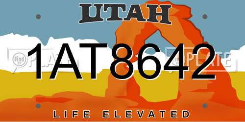 1AT8642 Utah License Plate