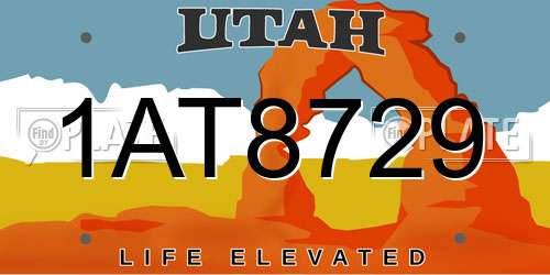 1AT8729 Utah License Plate