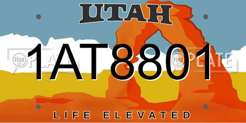 1AT8801 Utah License Plate