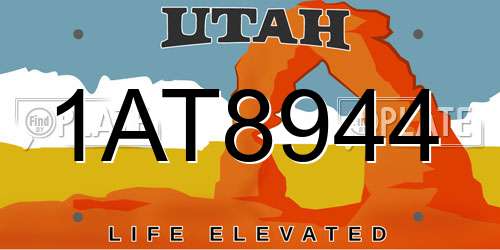 1AT8944 Utah License Plate