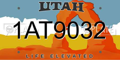 1AT9032 Utah License Plate