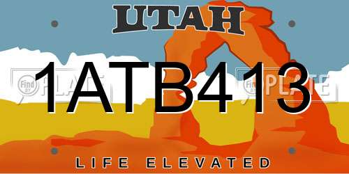 1ATB413 Utah License Plate