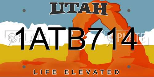1ATB714 Utah License Plate