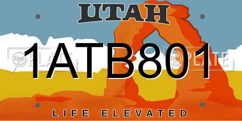 1ATB801 Utah License Plate