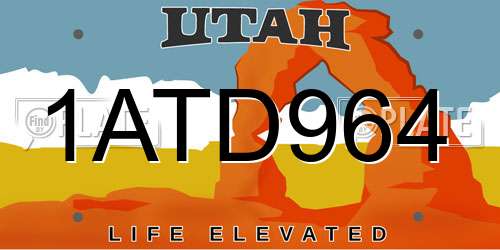 1ATD964 Utah License Plate