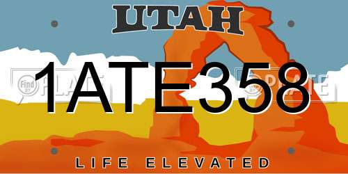 1ATE358 Utah License Plate
