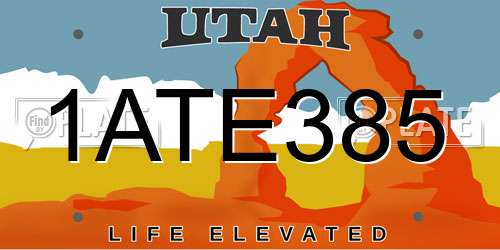 1ATE385 Utah License Plate