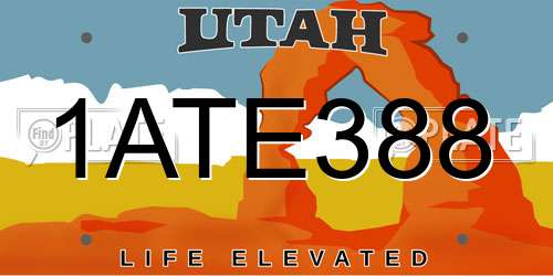 1ATE388 Utah License Plate