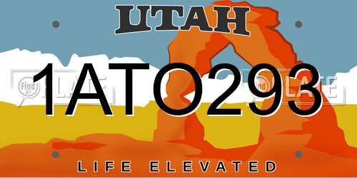1ATO293 Utah License Plate