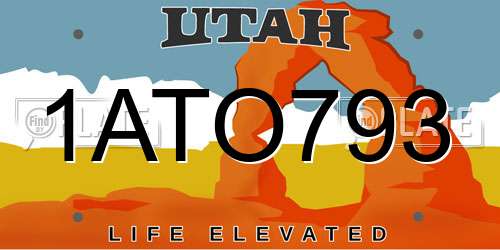 1ATO793 Utah License Plate