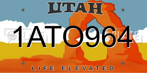 1ATO964 Utah License Plate