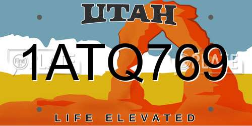 1ATQ769 Utah License Plate