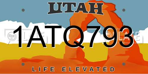 1ATQ793 Utah License Plate