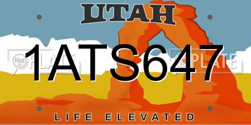 1ATS647 Utah License Plate