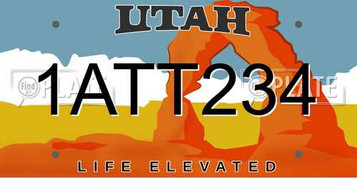 1ATT234 Utah License Plate