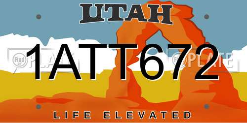 1ATT672 Utah License Plate