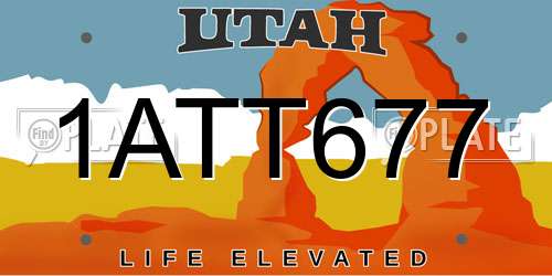 1ATT677 Utah License Plate