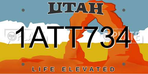 1ATT734 Utah License Plate