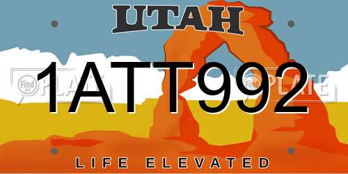 1ATT992 Utah License Plate