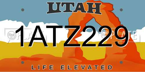 1ATZ229 Utah License Plate