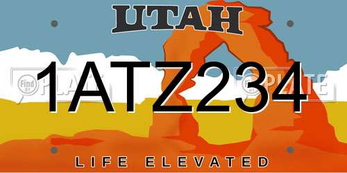 1ATZ234 Utah License Plate