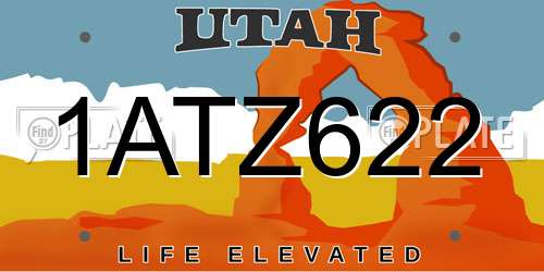 1ATZ622 Utah License Plate