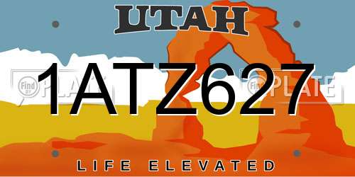 1ATZ627 Utah License Plate