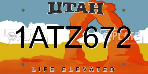 1ATZ672 Utah License Plate