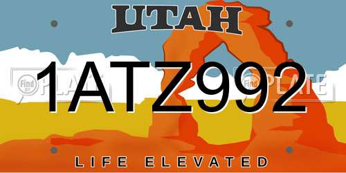 1ATZ992 Utah License Plate