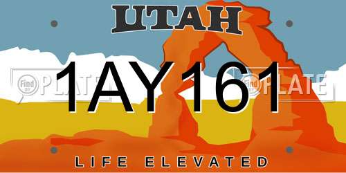 1AY161 Utah License Plate