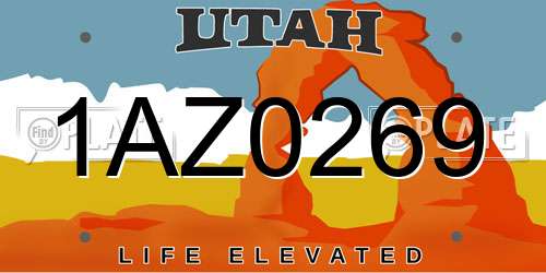1AZ0269 Utah License Plate