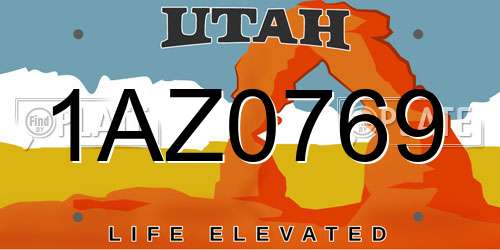 1AZ0769 Utah License Plate
