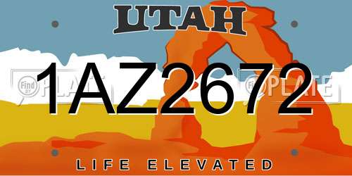 1AZ2672 Utah License Plate