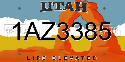 1AZ3385 Utah License Plate