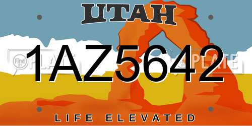 1AZ5642 Utah License Plate