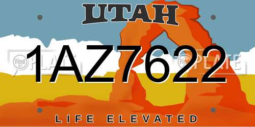 1AZ7622 Utah License Plate