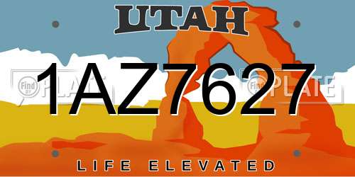 1AZ7627 Utah License Plate