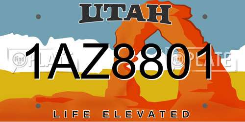 1AZ8801 Utah License Plate