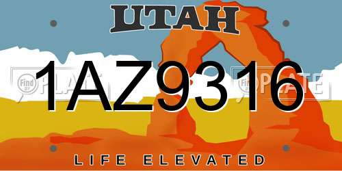 1AZ9316 Utah License Plate