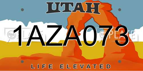 1AZA073 Utah License Plate