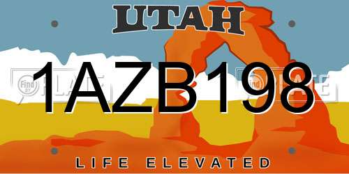 1AZB198 Utah License Plate